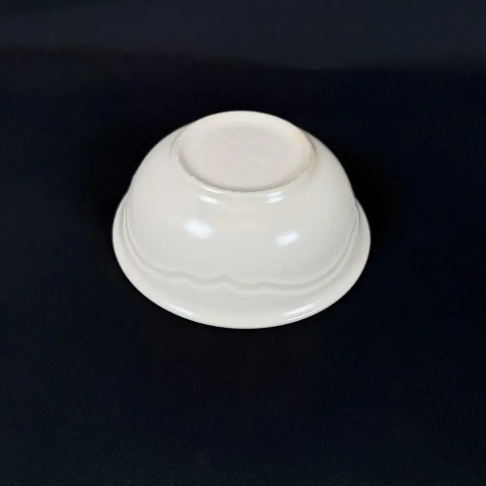 Lot of 4 Pfaltzgraff White Scalloped Plates & Bowl Made in USA
